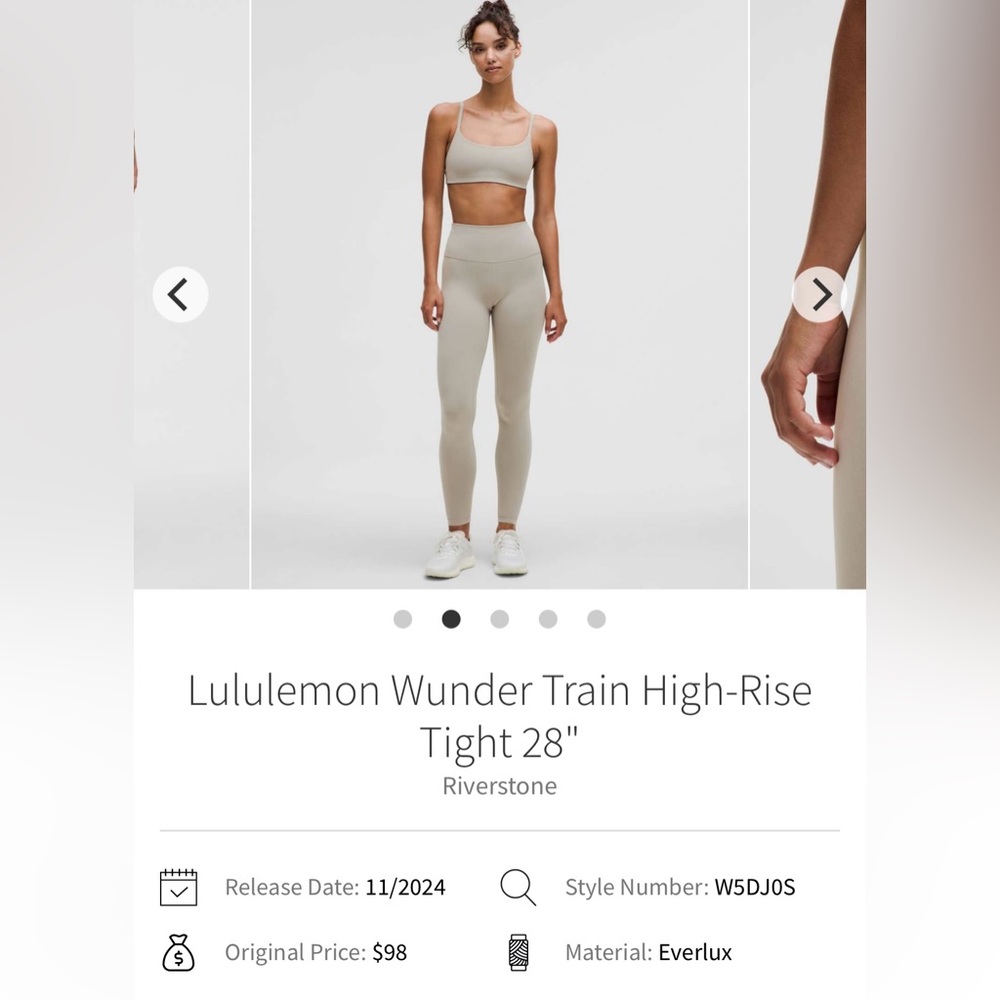 Lululemon Leggings Size 8 Riverstone
Wunder Train High-Rise Tight 28"